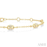 1/5 Ctw Mariner Link Round Cut Diamond Station Bracelet in 14K Yellow Gold