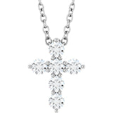 14K White Gold 1/4 CTW Natural Diamond Cross 16-18" Necklace