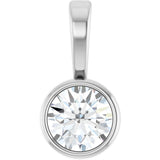 14K White Gold 1/10 CT Natural Diamond Bezel-Set Solitaire Pendant