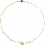 14K Yellow Gold Lab-Grown Emerald Bezel-Set Solitaire 6 1/2-7 1/2" Bracelet