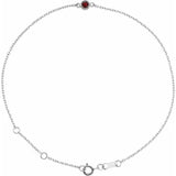 Sterling Silver Natural Mozambique Garnet Bezel-Set Solitaire 6 1/2-7 1/2" Bracelet