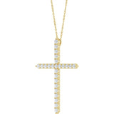 14K Yellow Gold 1 CTW Natural Diamond Cross 16-18" Necklace