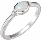 Platinum Natural White Opal & .03 CTW Natural Diamond Ring