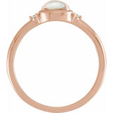 14K Rose Gold Natural Rainbow Moonstone & .03 CTW Natural Diamond Ring