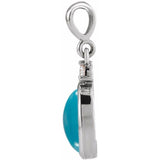 Platinum 5x3 mm Natural Turquoise & .02 CT Natural Diamond Cabochon Pendant