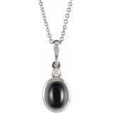 Sterling Silver 10x8 mm Natural Black Onyx & .03 CT Natural Diamond 16-18" Necklace