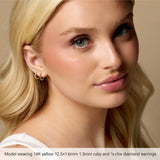 14K White Gold Lab-Grown Blue Sapphire Hinged 12.5 mm Hoop Earrings