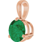 14K Rose Gold Lab-Grown Emerald Pendant