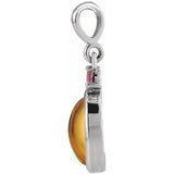 Platinum 8x6 mm Natural Citrine & Natural Pink Tourmaline Pendant