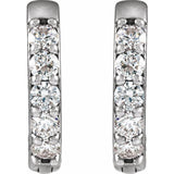 14K White Gold 1/4 CTW Lab-Grown Diamond Hinged 12.5 mm Hoop Earrings