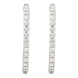 14K White Gold 2 CTW Natural Diamond Inside-Outside 29.5 mm Hinged Hoop Earrings