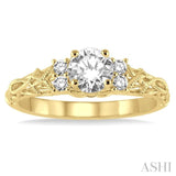 1/3 Ctw Diamond Engagement Ring with 1/4 Ct Round Cut Center Stone in 14K Yellow Gold