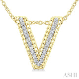 1/20 Ctw Bubble Accent Initial 'V' Round Cut Diamond Fashion Pendant With Chain in Yellow Gold Vermeil