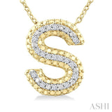 1/20 Ctw Bubble Accent Initial 'S' Round Cut Diamond Fashion Pendant With Chain in Yellow Gold Vermeil