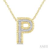 1/20 Ctw Bubble Accent Initial 'P' Round Cut Diamond Fashion Pendant With Chain in Yellow Gold Vermeil