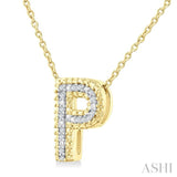 1/20 Ctw Bubble Accent Initial 'P' Round Cut Diamond Fashion Pendant With Chain in Yellow Gold Vermeil
