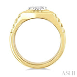 1/2 Ctw Flat Top Lovebright Round Cut Diamond Men's Ring in 14K Yellow and White Gold