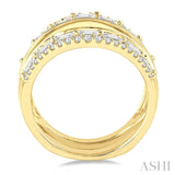 1 1/10 Ctw Baguette and Round Cut Diamond Insert Ring in 14K Yellow Gold