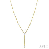 1 1/5 Ctw Bezel Set Marquise and Pear Cut Diamond Bar Necklace in 14K Yellow Gold