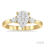 5/8 Ctw Pear Shape Lovebright Pear and Round Cut Diamond Engagement Ring in 14K Yellow and White Gold