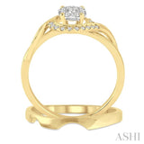 1/3 Ctw Diamond Lovebright Wedding Set with 1/3 Ctw Round Cut Engagement Ring and Shadow Band in 14K Yellow and White Gold