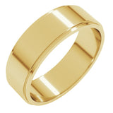 14K Yellow Gold 6 mm Stepped-Edge Flat Band Size 8