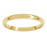 18K Yellow Gold 2 mm Lightweight Comfort-Fit Half Round Band Size 6.5