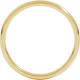 10K Yellow Gold 2 mm Lightweight Comfort-Fit Half Round Band Size 6.5