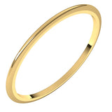 14K Yellow Gold 1 mm Half Round Band Size 4.5