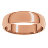 10K Rose Gold 5 mm Lightweight Half Round Band Size 9.5