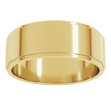 14K Yellow Gold 7 mm Stepped-Edge Flat Band Size 8
