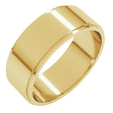 14K Yellow Gold 7 mm Stepped-Edge Flat Band Size 11