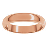 18K Rose Gold 4 mm Half Round Band Size 8