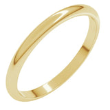 14K Yellow Gold 2 mm Half Round Band Size 6