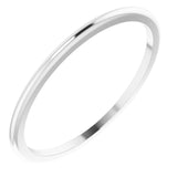 14K White Gold 1 mm Half Round Band Size 6.5