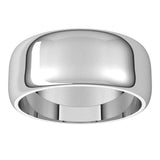 14K White Gold 8 mm Half Round Band Size 13.5