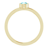 14K Yellow Gold 4 mm Natural Blue Zircon Ring