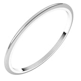 Platinum 1 mm Half Round Band Size 5