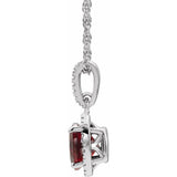 Sterling Silver Natural Mozambique Garnet and .01 CTW Natural Diamond 18" Necklace