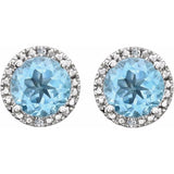 Sterling Silver Natural Sky Blue Topaz & .01 CTW Natural Diamond Earrings