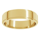 14K Yellow Gold 5 mm Stepped-Edge Flat Band Size 10
