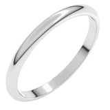 14K White Gold 2 mm Half Round Band Size 4