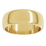 14K Yellow Gold 7 mm Half Round Band Size 5