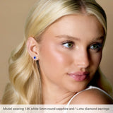 14K Yellow Gold 5 mm Natural Blue Sapphire & 1/8 CTW Natural Diamond Earrings