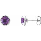 14K White Gold Amethyst Rope Earrings