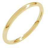14K Yellow Gold 1.5 mm Lightweight Comfort-Fit Half Round Band Size 5