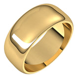 14K Yellow Gold 8 mm Half Round Band Size 13