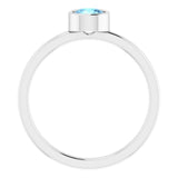 14K White Gold 5 mm Natural Aquamarine Ring