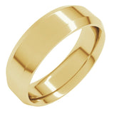 14K Yellow Gold 6 mm Beveled-Edge Comfort-Fit Flat Band Size 11.5