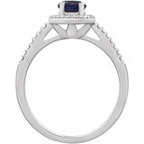 Sterling Silver Lab-Grown Alexandrite & .01 CTW Natural Diamond Ring